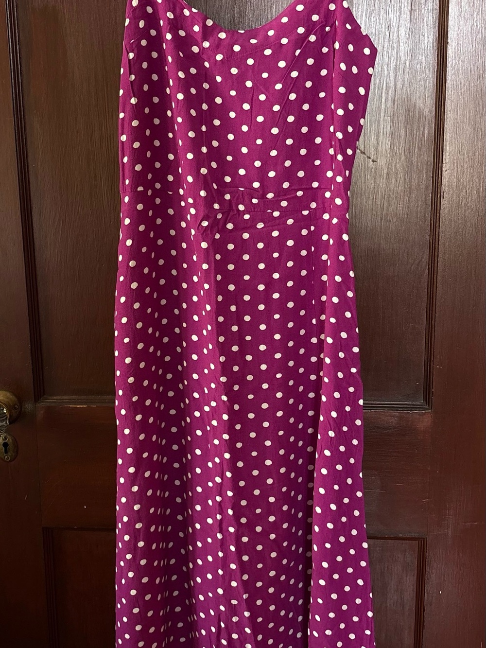 LOFT Fuchsia Strapless Polka Dot Dress